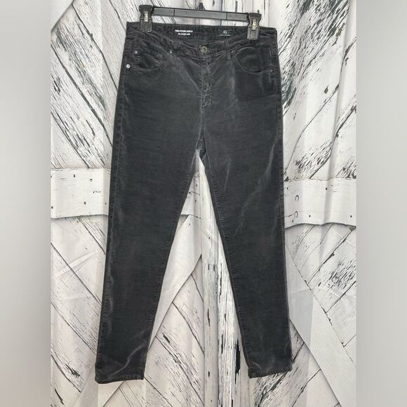 AG Adriano Goldschmied charcoal gray velvet slim straight ankle 29R - Picture 1 of 5